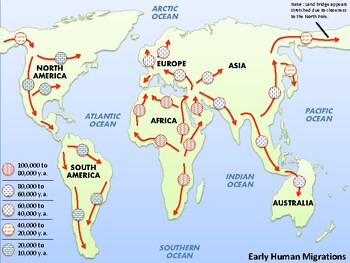 Early Human Migration : Free Map by Mrgrayhistory | TPT