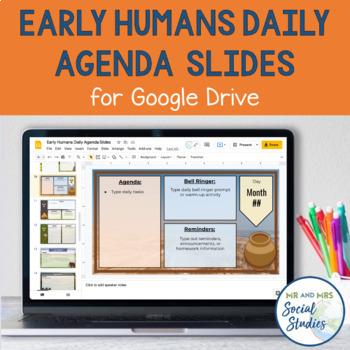 Preview of Early Humans Daily Agenda Slide Templates for Google Drive