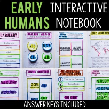 Preview of Early Humans Stone Age Interactive Notebook Graphic Organizers World History