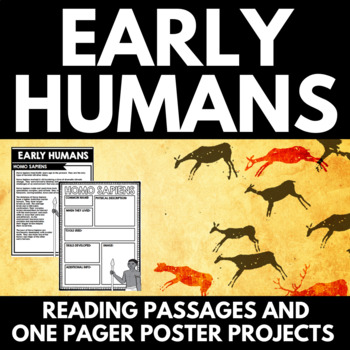 Preview of Early Humans Unit | Stone Age | Reading Passages and One Pager Projects
