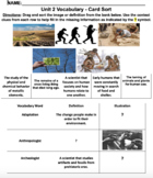 Early Humans Vocabulary - Card Sort