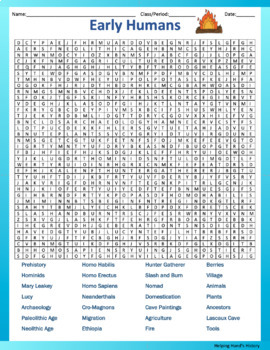 Early Humans Word Search Answer Key Included By Helping Hand S History   Original 3408544 2 