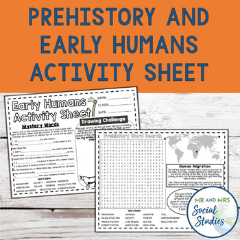 early humans worksheet for early finishers or an emergency sub plan