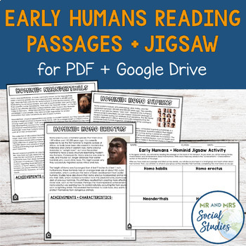Preview of Early Humans and Hominids Reading Passages, Jigsaw, and Logic Puzzle