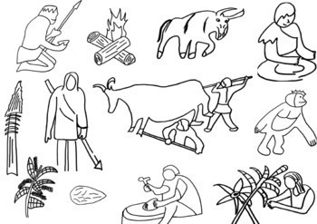 Early Humans and Stone Age Clip Art, 24 Images Color AND 24 Black/White