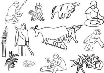 Early Humans And Stone Age Clip Art 24 Images Black And White Only