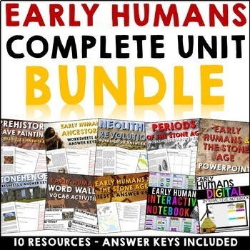 Preview of Early Humans and the Stone Age Complete Unit Curriculum Bundle