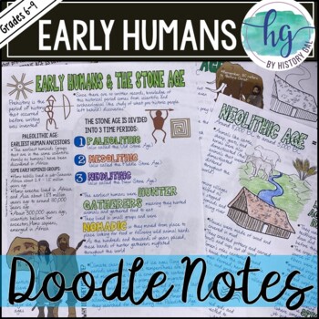 Preview of Early Humans and the Stone Age Doodle Notes and Digital Guided Notes