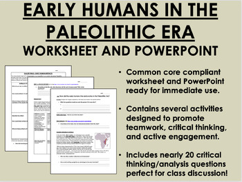 Preview of Early Humans in the Paleolithic Era worksheet and PowerPoint