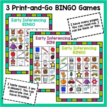 Early Inferencing BINGO Printable and BOOM Cards by Speech Language Lady