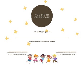 Early Intervention Certificate (completing program) TPT