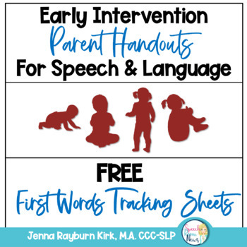 Preview of FREE Early Intervention First Words Tracking Sheets (parent handouts)