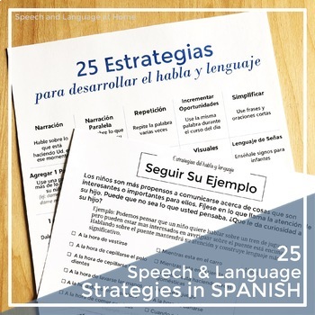 Preview of Early Intervention Parent Handouts: Speech and Language Strategies (Spanish)
