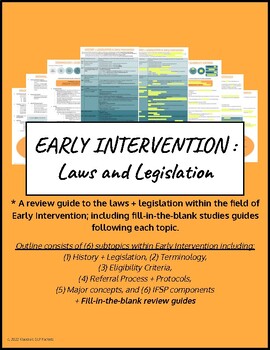 Preview of Early Intervention- Laws + Legislation STUDY GUIDE