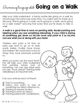 Early Intervention Parent Handouts for Speech and Language Development Set 2