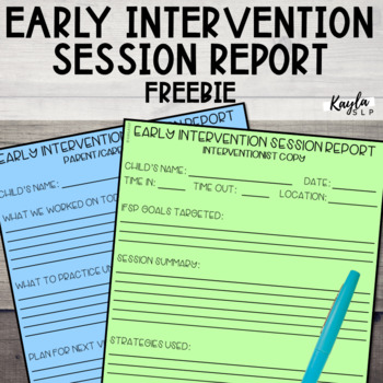 Preview of FREE Early Intervention Session Report