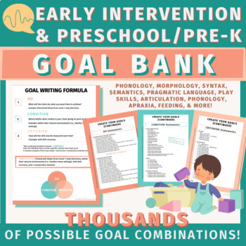 Preview of Early Intervention and Preschool/Pre-K Speech Therapy GOAL BANK and RESOURCES
