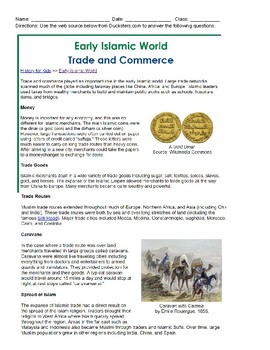 Preview of Early Islam Trade Document Based Quiz