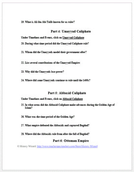 Early Islamic World And Empires Webquest By History Wizard Tpt