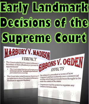 Early Landmark Supreme Court Cases by Lesson Plan Guru TpT