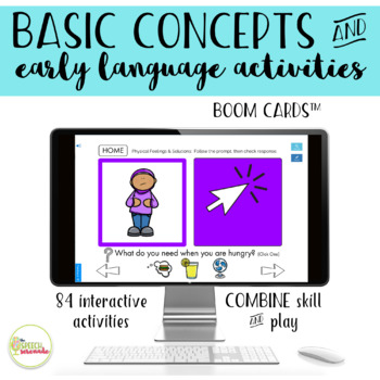 Preview of Early Language Basic Concepts and Activities Boom Cards™ 