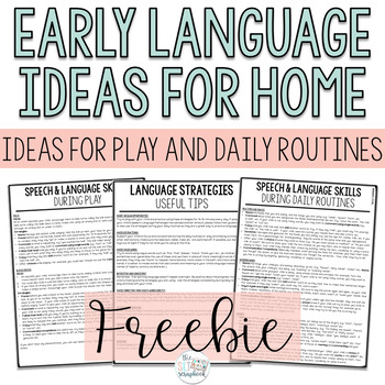 Preview of Early Language Ideas for Home - Early Intervention Freebie for Speech Therapy