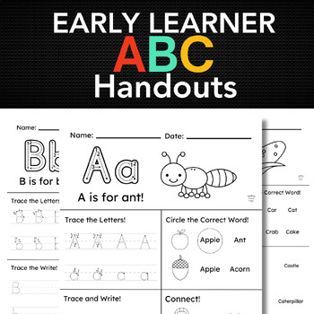 Preview of Early Learner Alphabet Activity Handouts Uppercase Lowercase Letters