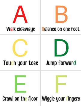 Preview of Early Learner Flash Cards: A-Z Movement Cards 