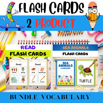 Preview of Early Learning Bundle: Kindergarten Practice Worksheets, Sea Animals Flash Cards