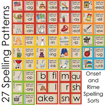 Early Literacy Tools RIMES -onset/rime sort, word wall &lists for photo ...