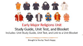 Preview of Early Major Religions - Unit Test, Unit Study Guide, and Unit Blooket