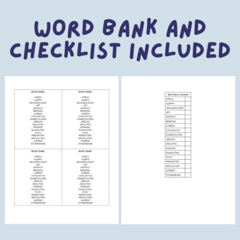 Early Man Crossword Puzzle Review Activity Printable and Digital