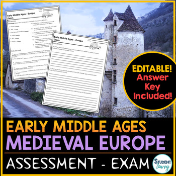 Preview of Early Middle Ages Medieval Europe Test Exam Review Worksheet Medieval Times Unit