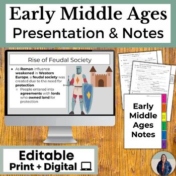 Preview of Early Middle Ages Presentation with Guided Notes and Medieval Map Activities