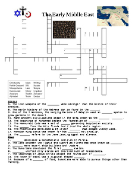 Early Middle Eastern Cultures Crossword or Web Quest by Vagi s Vault