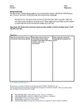 Preview of Early Migration Worksheet/Modified Research