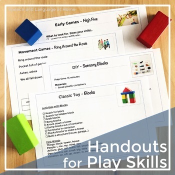 Preview of Play-Based Early Intervention Handouts for Speech Therapy | No Prep Printables