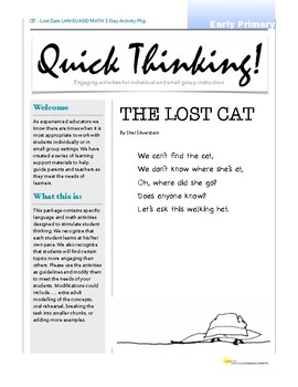 Preview of Early Primary Five Day Literacy and Math - "Lost Cat"