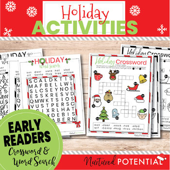 Early Readers (K-2) First Grade Christmas Word Search & Christmas ...