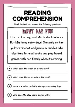 Early Readers Reading Comprehension Passages and Questions | TPT