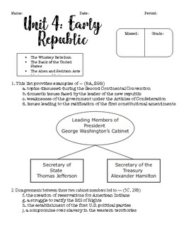 Preview of Early Republic STAAR questions Assessment