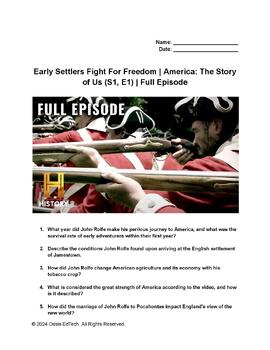 Preview of Early Settlers Fight For Freedom | America: The Story of Us (S1, E1) Worksheet