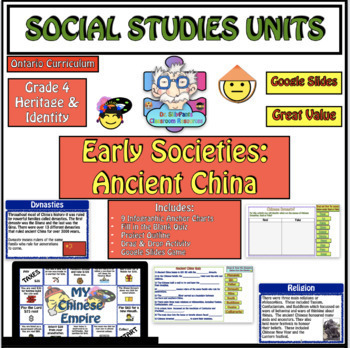Preview of Early Societies: Ancient China - Grade 4 ON Curriculum - Google Slides + Game