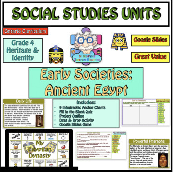 Preview of Early Societies: Ancient Egypt - Grade 4 ON Curriculum - Google Slides + Game