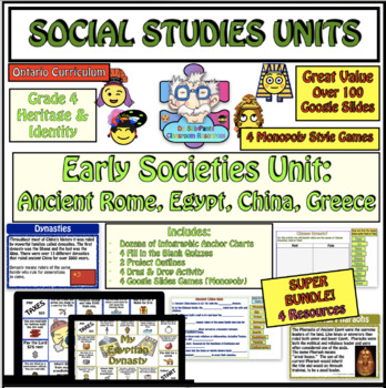 Preview of Early Societies Unit - Ancient Rome, Greece, Egypt & China Gr. 4 Social Studies