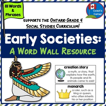 Preview of Early Societies to 1500 CE Word Wall | Ontario Grade 4 Social Studies