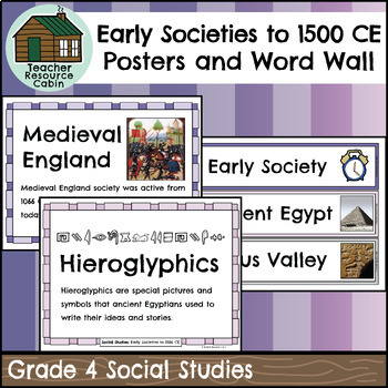 Preview of Early Societies to 1500 CE Word Wall and Posters (Grade 4 Social Studies)