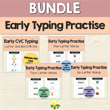 Preview of Early Typing Interactive PDF Bundle - 50 Practise Pages ｜ ABLLS-R Q14, T2, T3