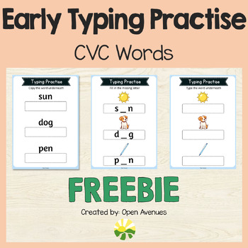 Preview of Early Typing Practise CVC Words Interactive PDF ｜ FREEBIE