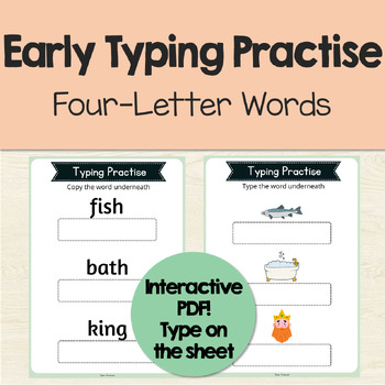 Preview of Early Typing Practise Four-Letter Words Interactive PDF ｜ ABLLS-R Q14, T2, T3